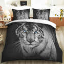 Housse De Couette 200x200 Cm Tigre + 2 Taies - Polycoton Doux, Imprimé 3D, Anti-frottis - 10