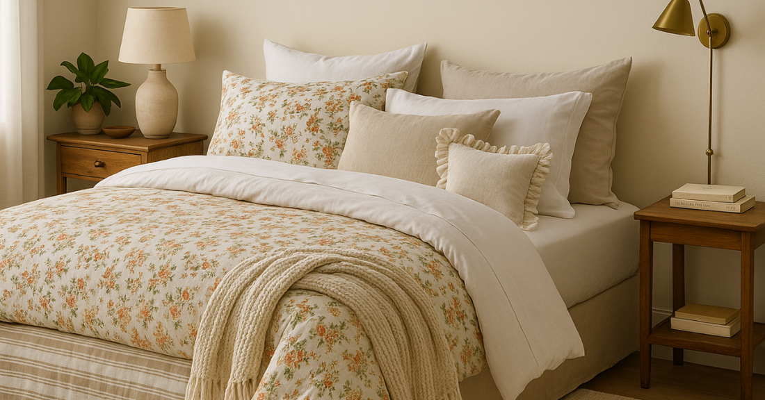Les tendances literie 2025 : floraux nostalgiques, minimalisme épuré &amp; esthétique pêcheur - Royaume des Rêves