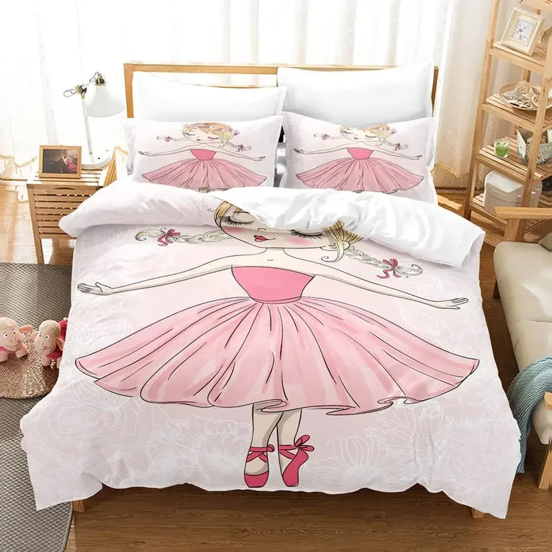 Housse de couette danse classique : ballerine en robe rose bras ouverts