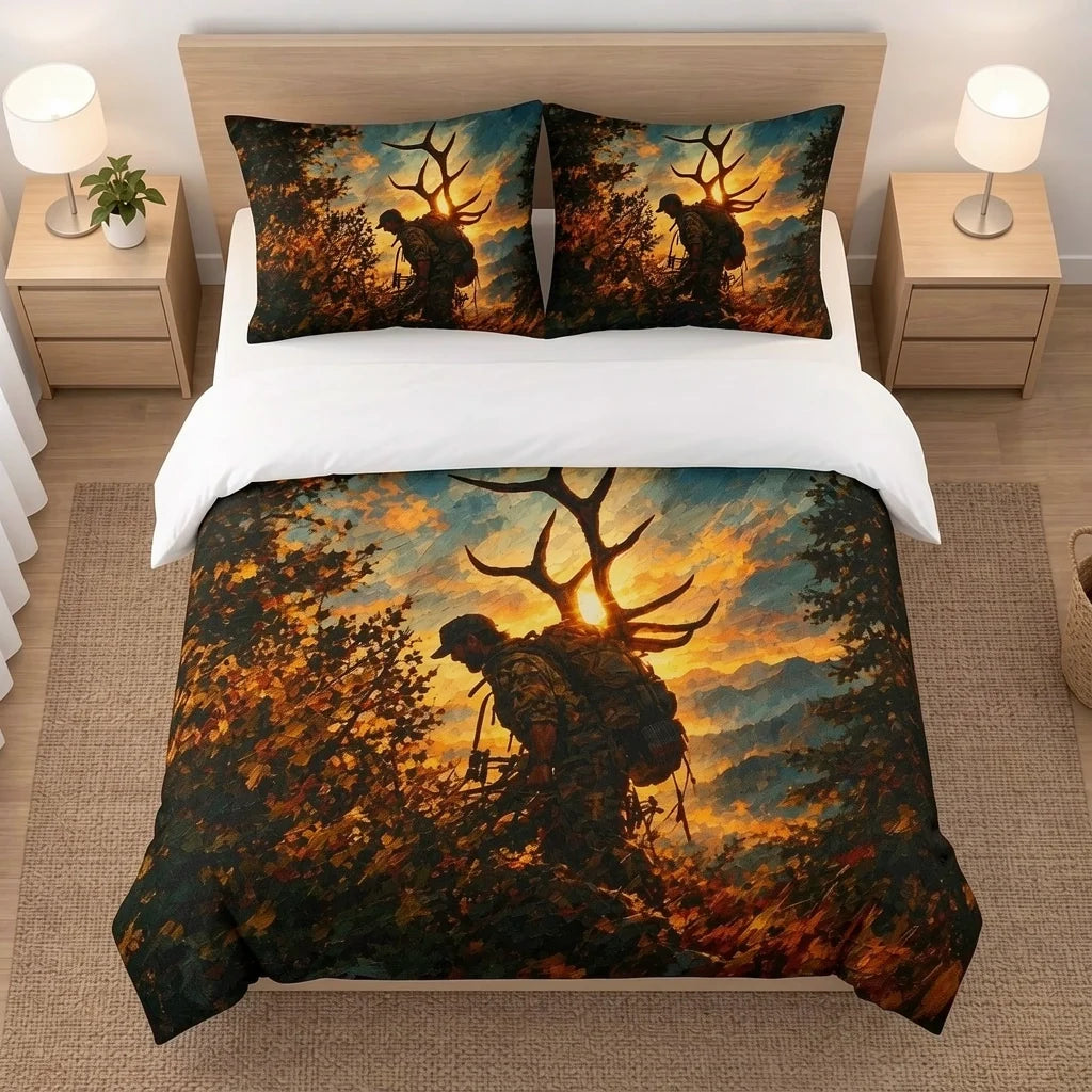 Housse de couette chasse chasseur et trophée