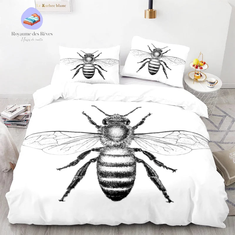 Housse de Couette Abeille Noir et Blanc