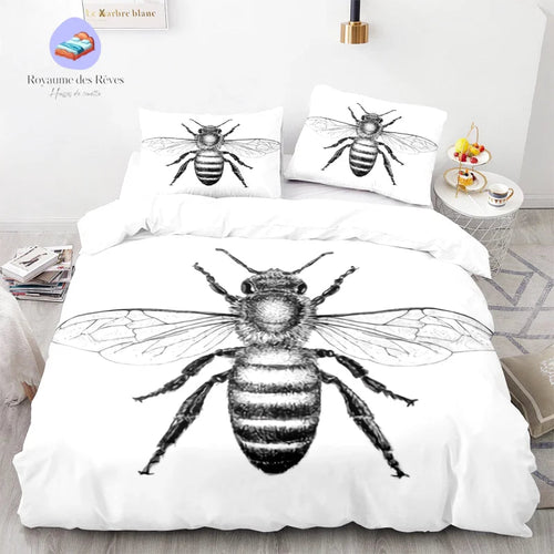Housse de Couette Abeille Noir et Blanc