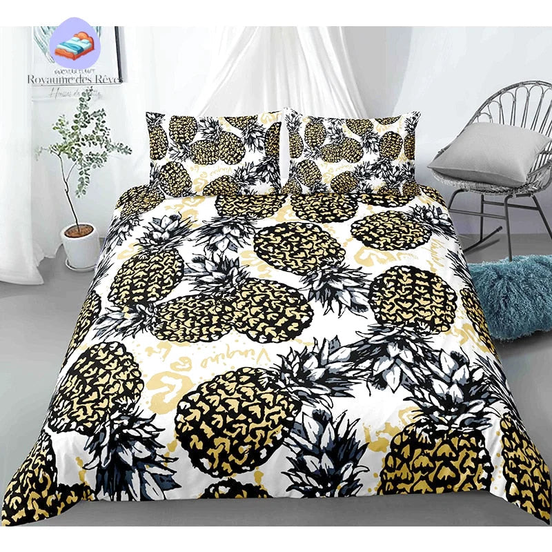 Housse de Couette Ananas Noir