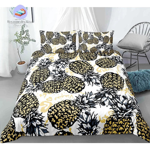 Housse de Couette Ananas Noir