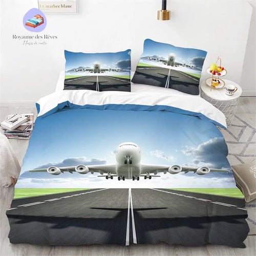 Airplane Landing Duvet Cover