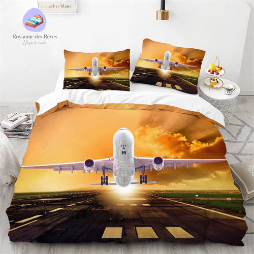Plane Takeoff Duvet Cover