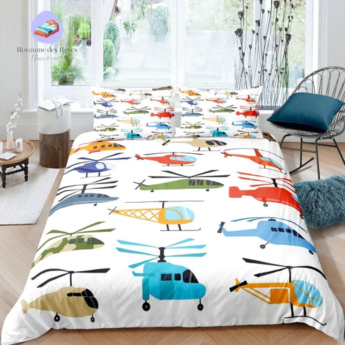 Airplane Helicopter Duvet Cover