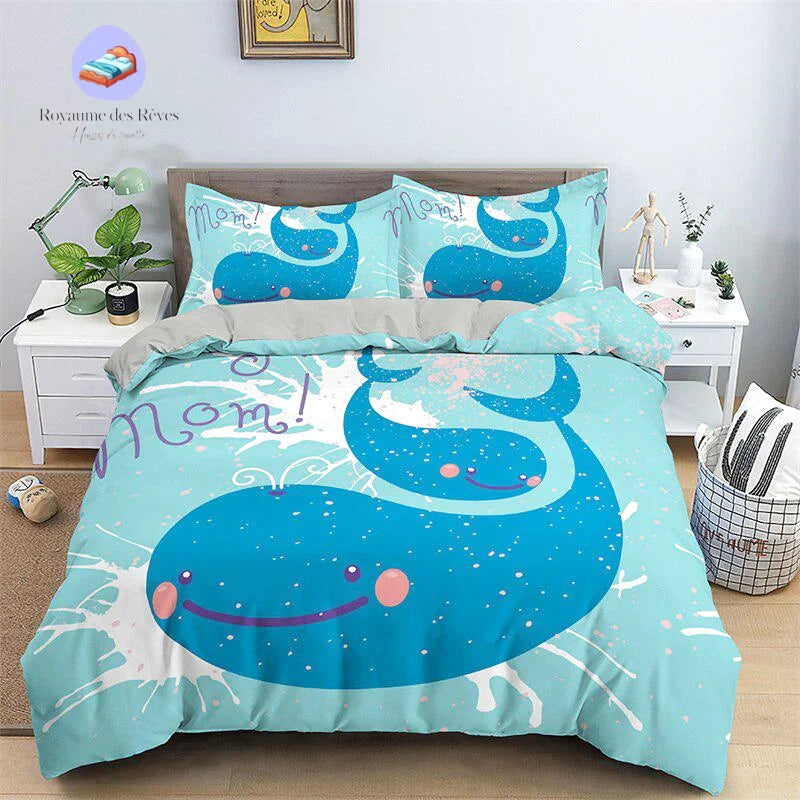 Housse de Couette Baleine Mignonne
