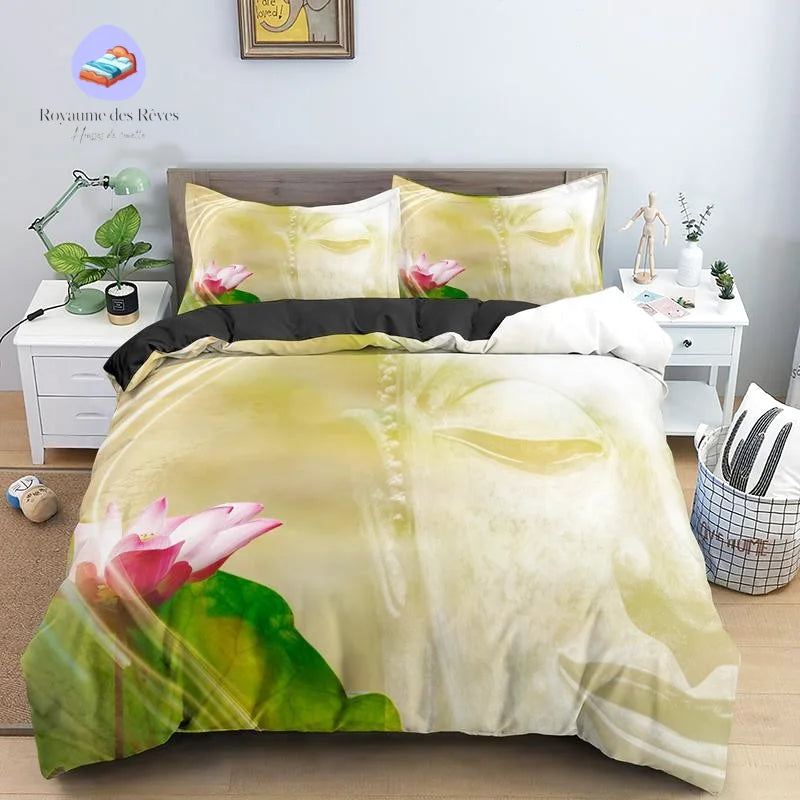 Housse de Couette Bouddha Fleur Rose