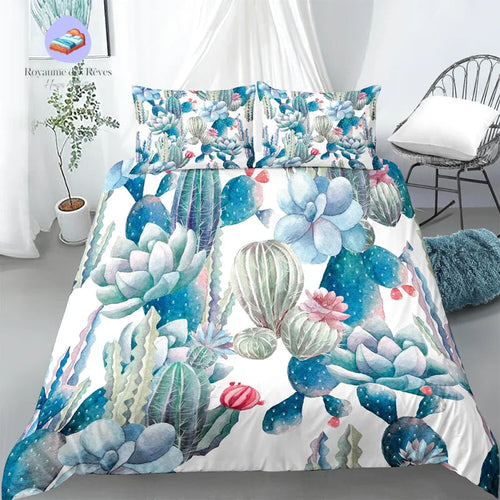 Blue Cactus Duvet Cover