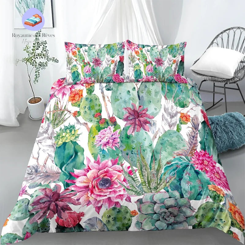 Housse de Couette Cactus Fleurs
