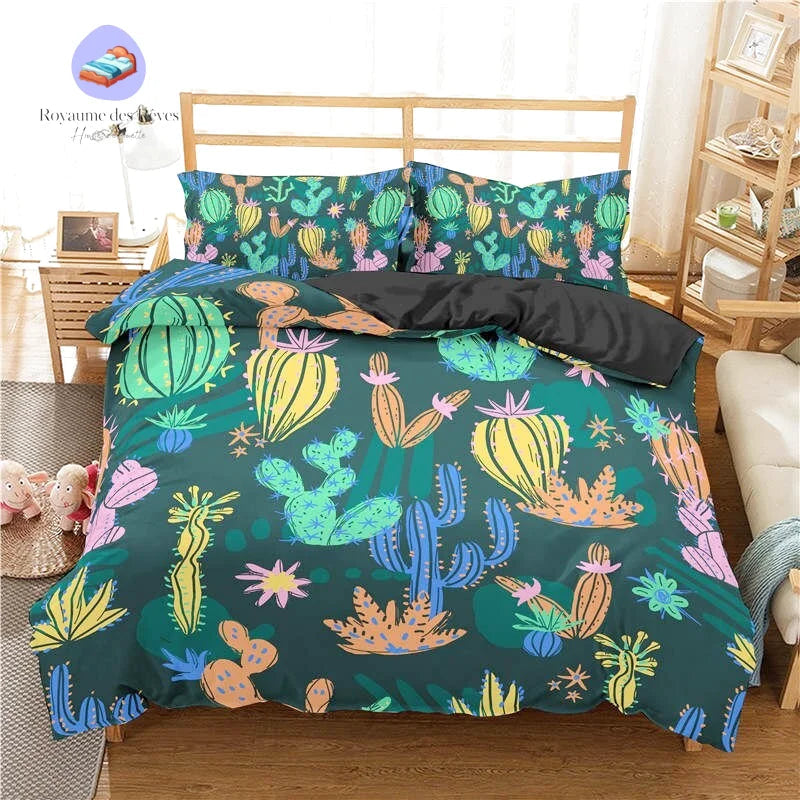 Housse de Couette Cactus Noir