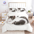 Housse de Couette Chat Gris et Blanc
