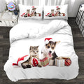 Housse de Couette Chat et Chien Noel