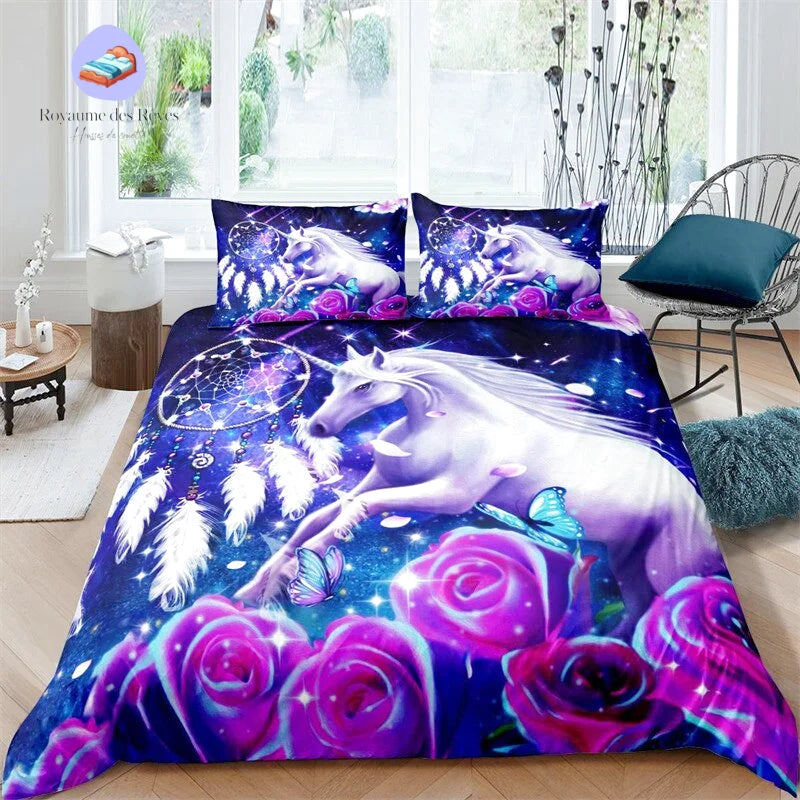 Housse de Couette Cheval Licorne