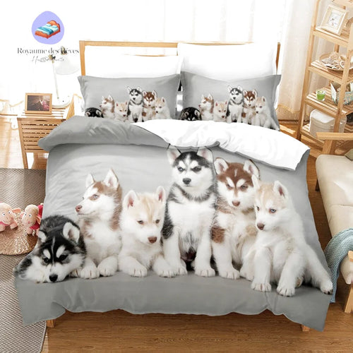 Bettbezug mit Husky-Hund