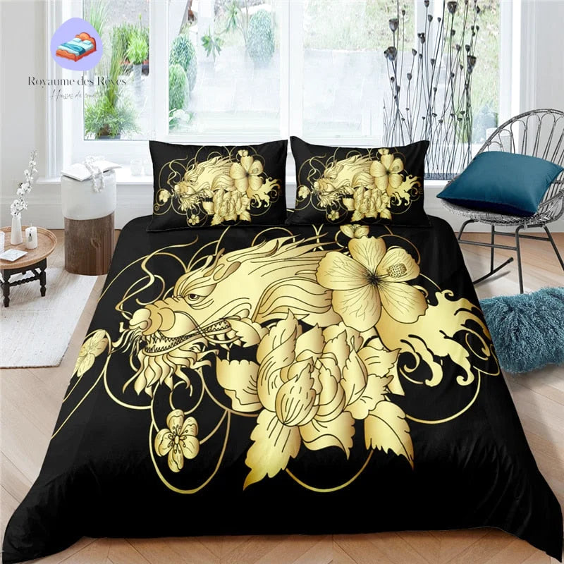 Housse de Couette Dragon Doré