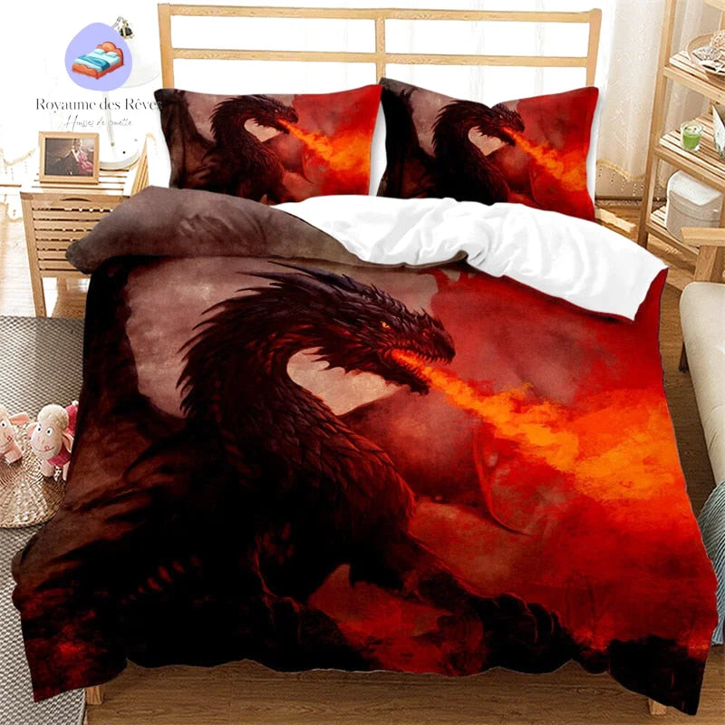 Housse de Couette Dragon Flamme