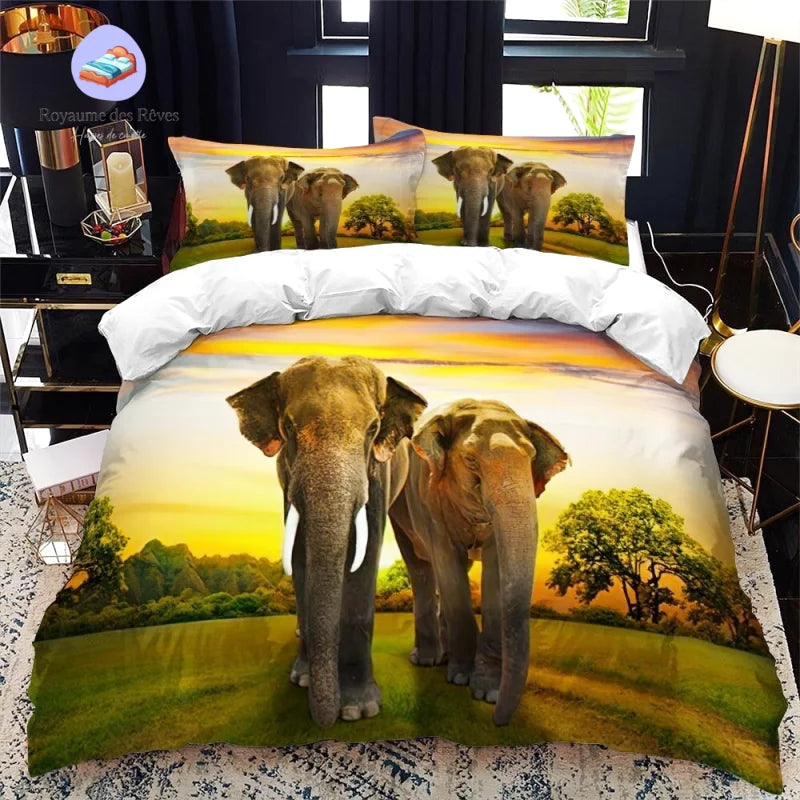 Housse de Couette Eléphant Couple