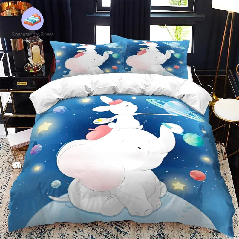 Elefanten-Kaninchen-Bettbezug
