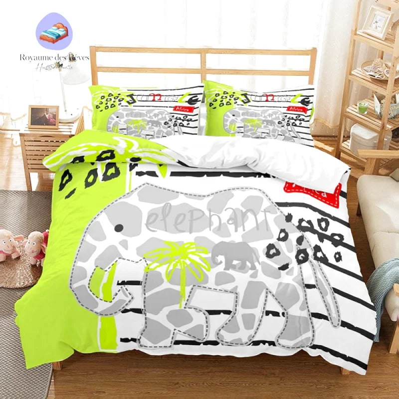 Bettbezug mit Zebra-Elefant