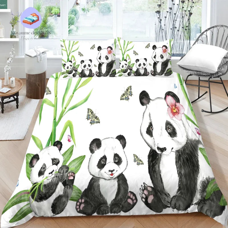 Housse de Couette Famille de Panda