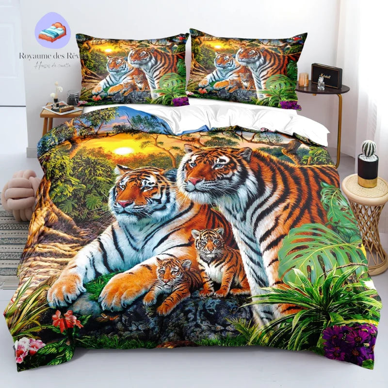 Housse de Couette Famille de Tigre
