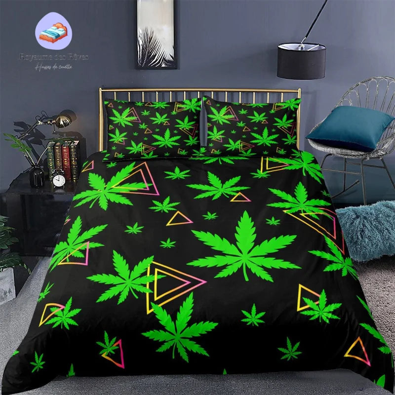 Housse de Couette Feuille Weed Vert