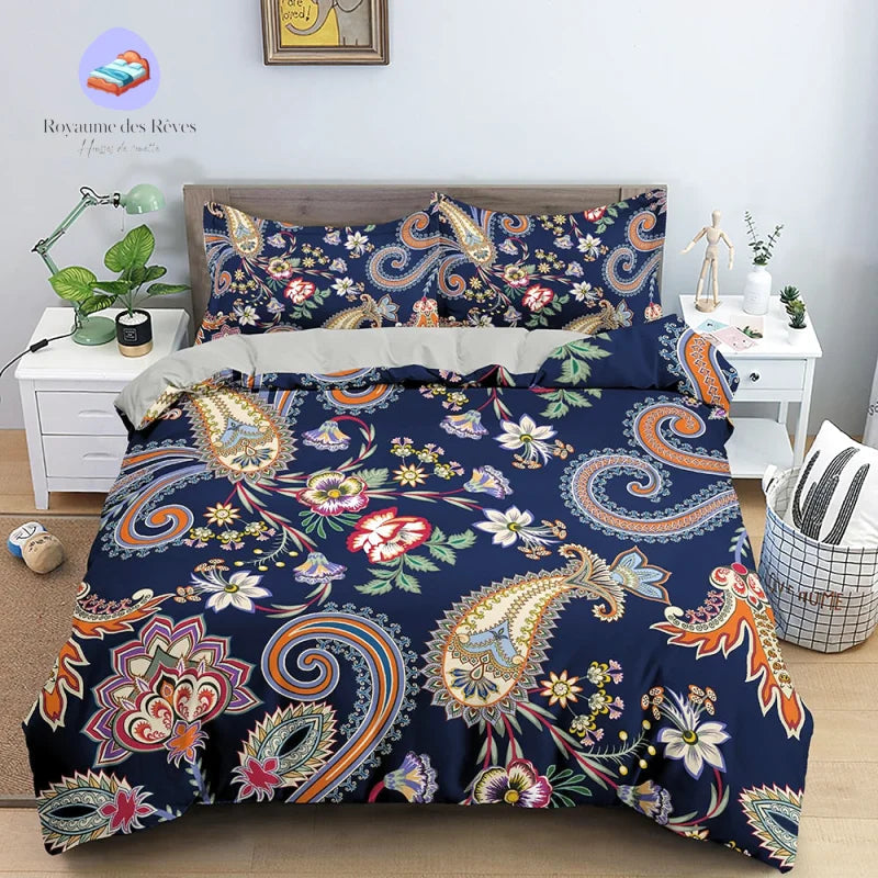 Black Cactus Floral Duvet Cover