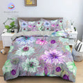 Duvet Cover Mauve and Green Flowers