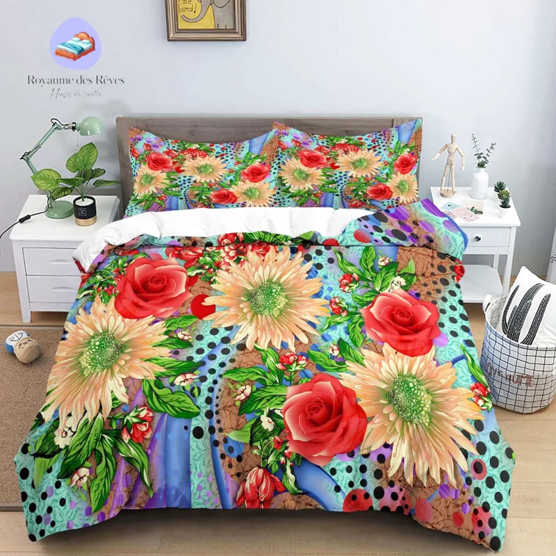 Multicolor Flowers Duvet Cover