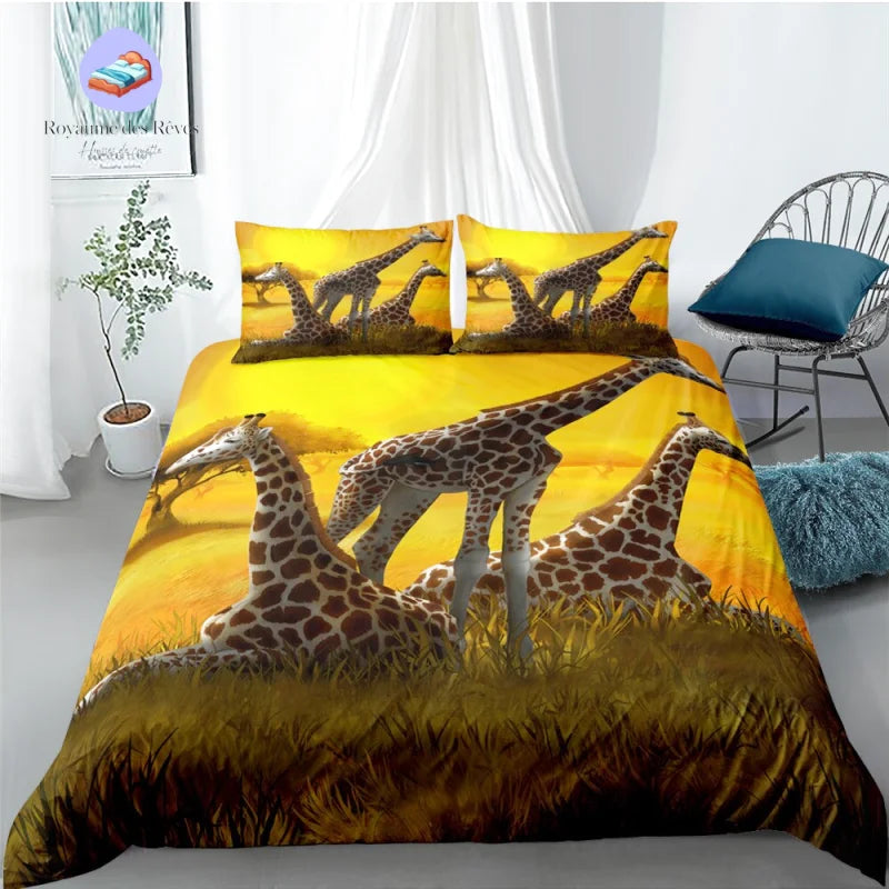 Housse de Couette Girafe Couché de Soleil