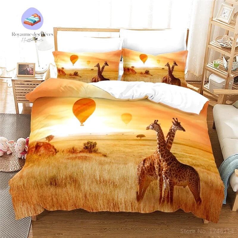Housse de Couette Girafe Paysage