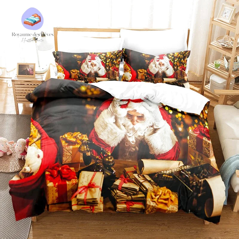 Copripiumino con stampa di Babbo Natale