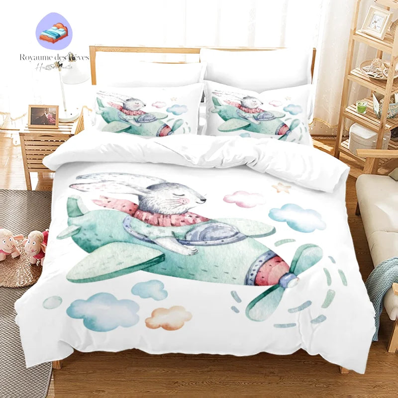 Housse de Couette Lapin Avion