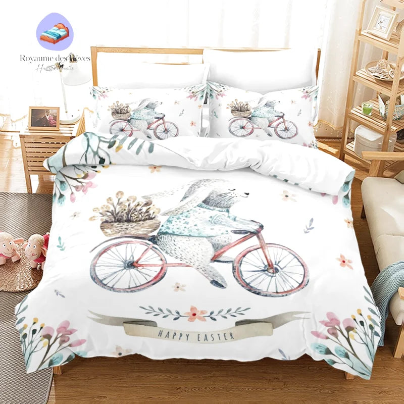 Wit konijn dekbedovertrek