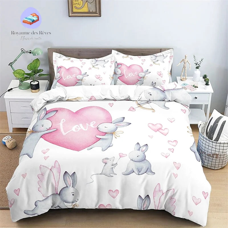 Konijn hart dekbedovertrek