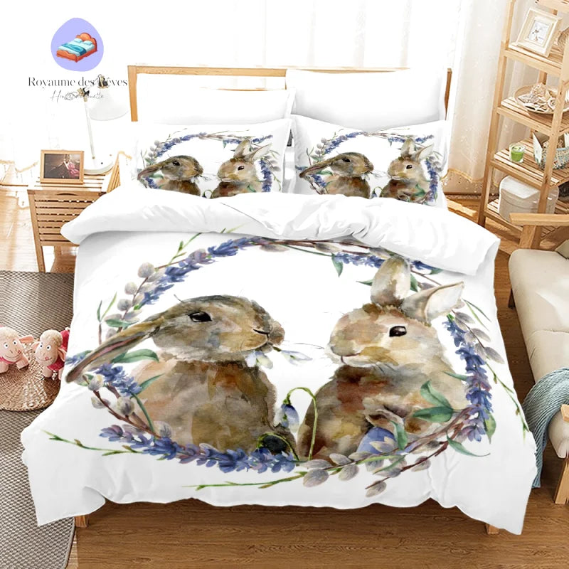 Konijn paar dekbedovertrek