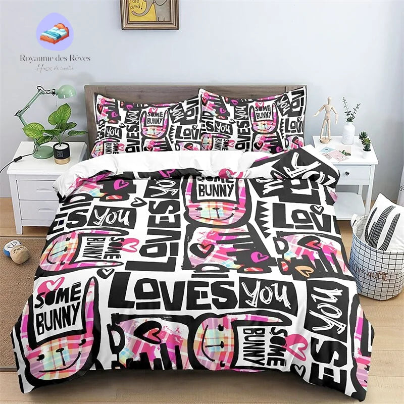 Konijn liefde dekbedovertrek