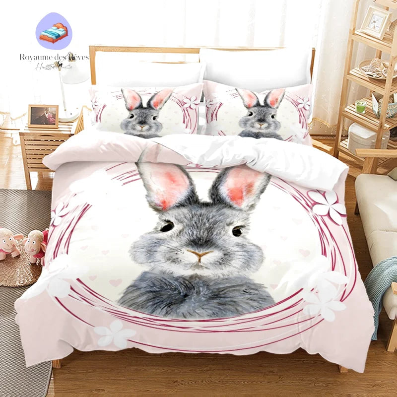 Roze konijn dekbedovertrek