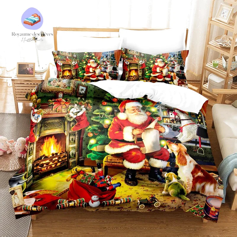Copripiumino con lista di Babbo Natale