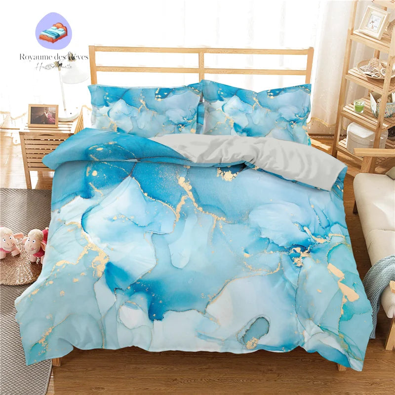 Housse de Couette Marbre Bleu
