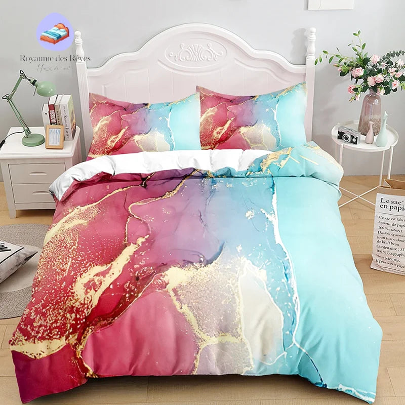 Housse de Couette Marbre Couleur