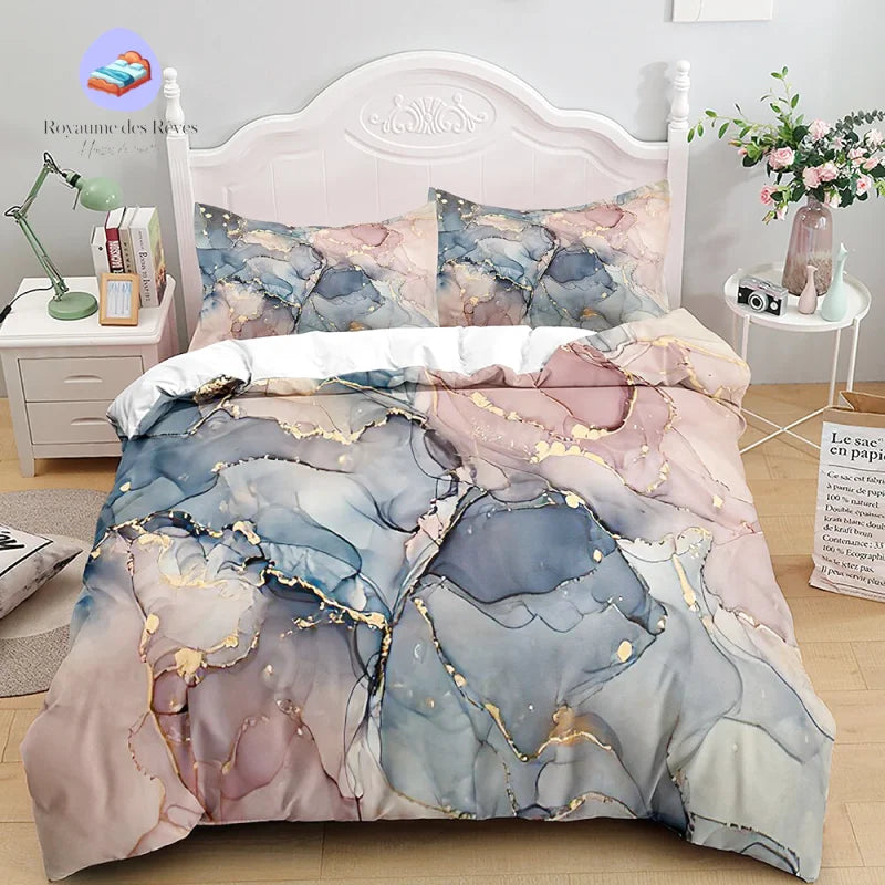 Housse de Couette Marbre Rose