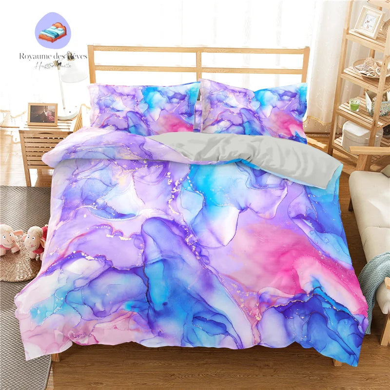 Housse de Couette Marbre Violet