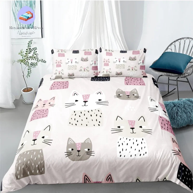 Dekbedovertrek met kattenpatroon 220x240