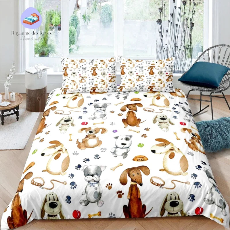 Housse de Couette Motif Chien Drôle