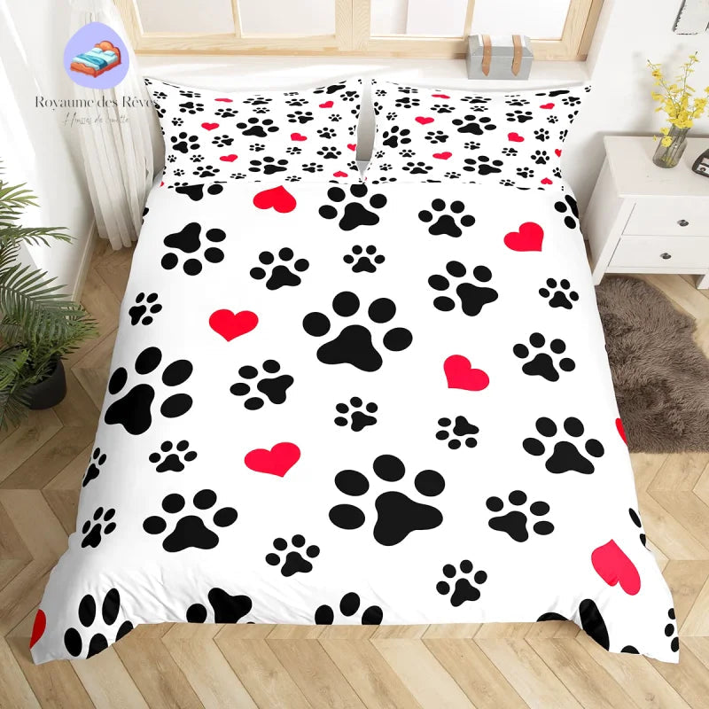 Dog Paw Pattern Duvet Cover