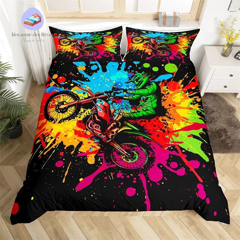 Housse de Couette Moto Couleurs