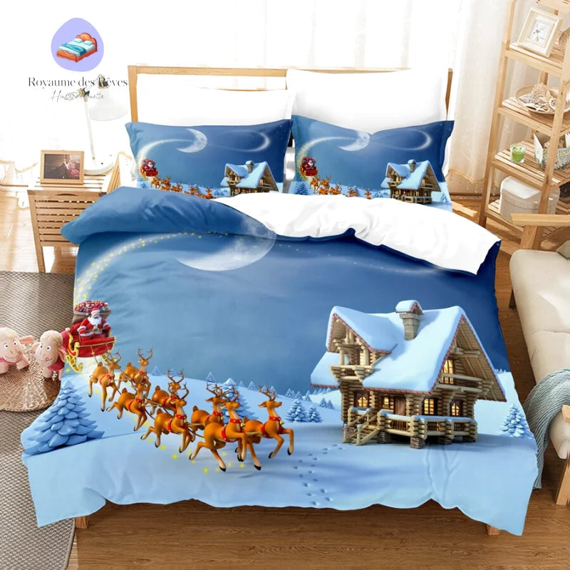 Weihnachts-Chalet-Bettbezug